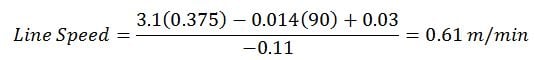 Example of heat seal equation and solving for line speed yields