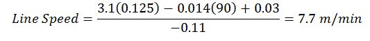 Example of formula with higher line speed is needed