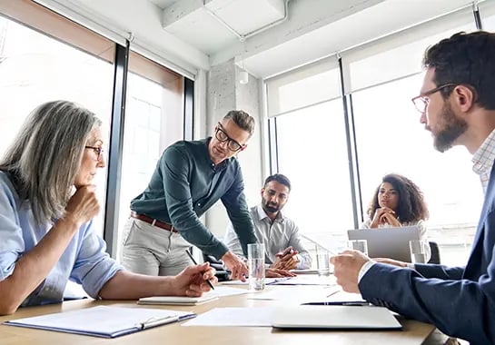 Engaging business meeting at a conference room table