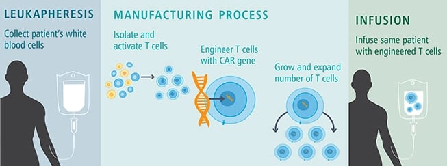 Illustration of how CAR T-Cell therapy works.
