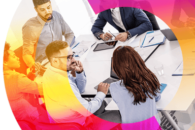 group of consultants gathered around a table