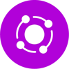 Purple icon with circles swirling around a larger circle