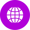 Purple icon of a globe