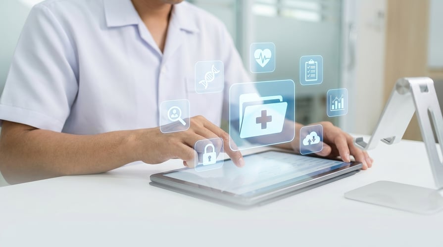 medical-professional-working-on-secure-ipad-cybersecurity