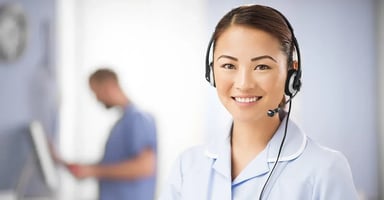Call center woman smiling