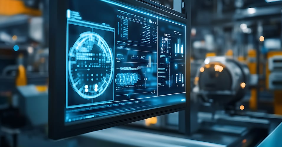 Computer monitor showing complex visual graphics for a medical device