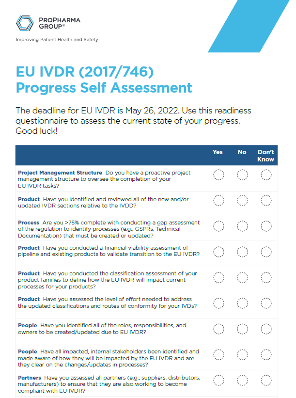 EU IVDR Progress Self Assessment