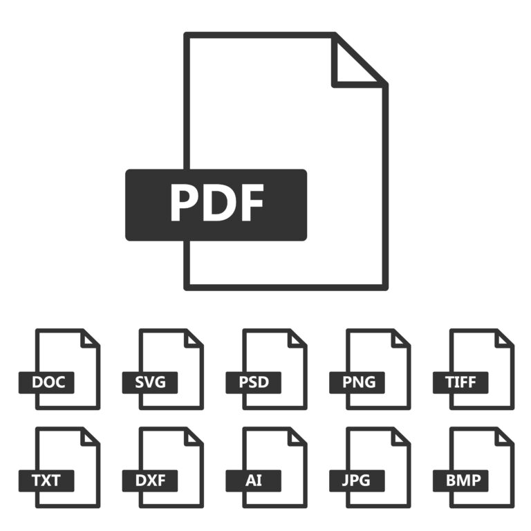 Icons for different filename types to represent electronic submissions.