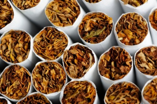 Tobacco sticking out of cigarettes 