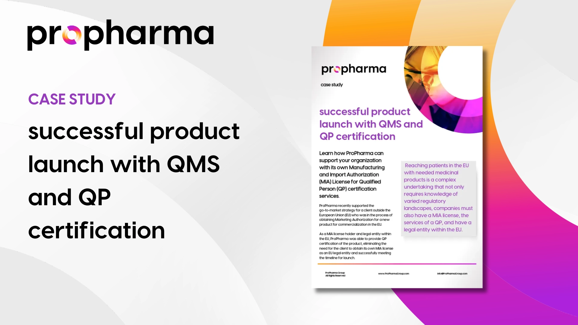 How to Successfully Launch Products with QMS and QP Certification - ProPharma