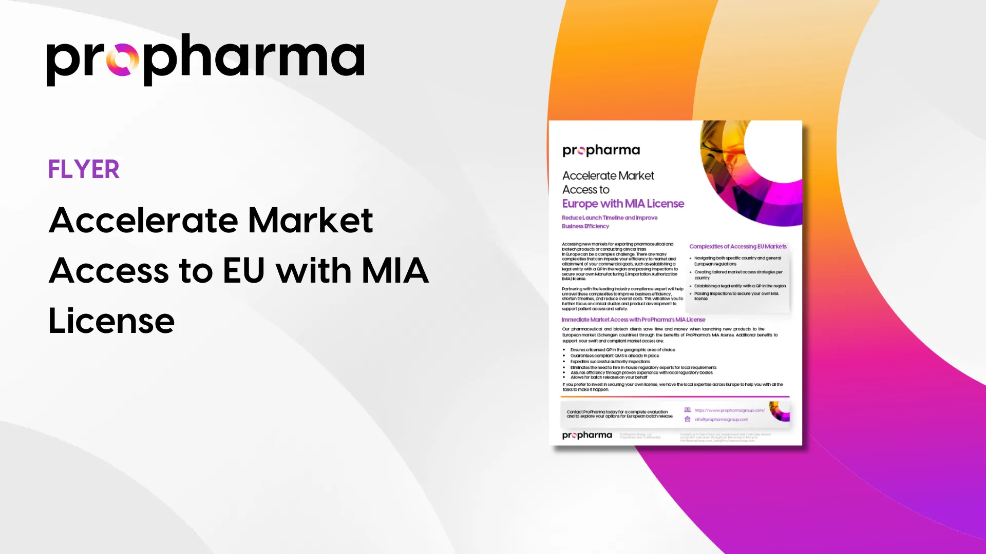 EU Market Access: Accelerate Market Access to Europe with MIA License - Flyer