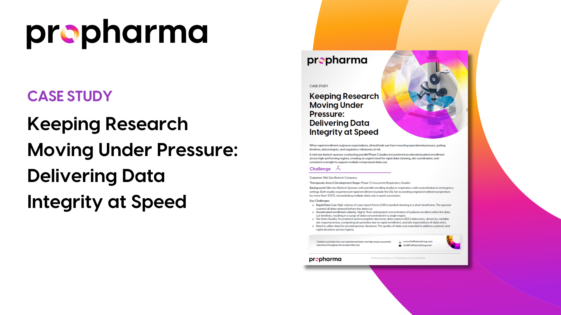 Keeping Research Moving Under Pressure: Delivering Data Integrity at Speed - ProPharma Image