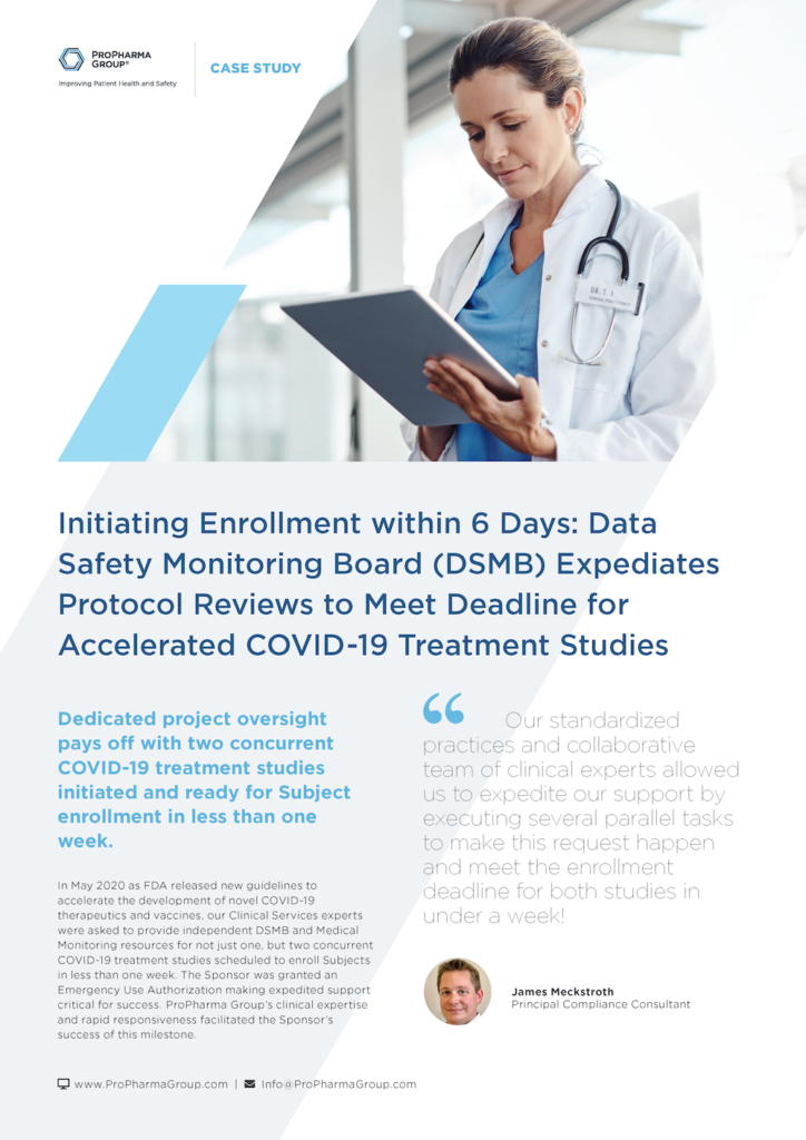 Initiating Enrollment for Accelerated COVID-19 Treatment Studies in 6 Days