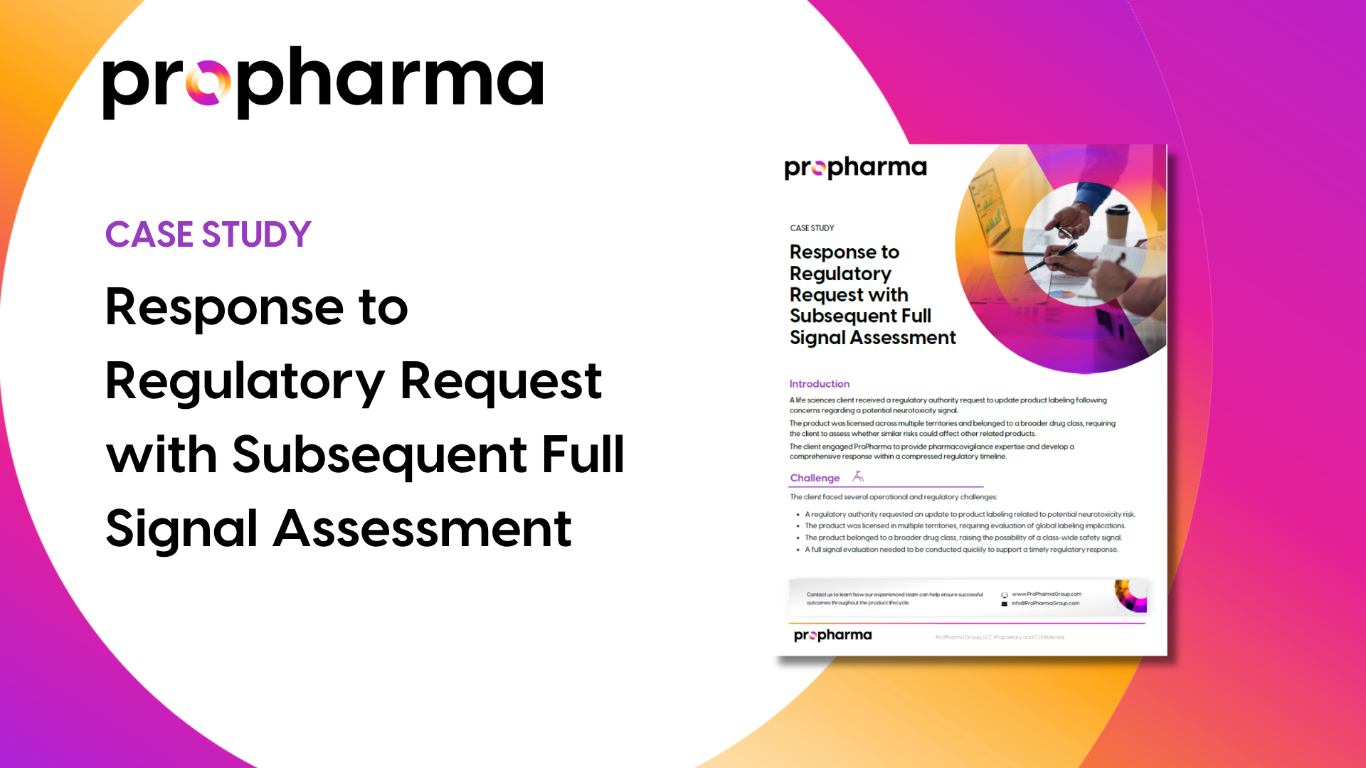 Response to Regulatory Request with Subsequent Full Signal Assessment - ProPharma Image
