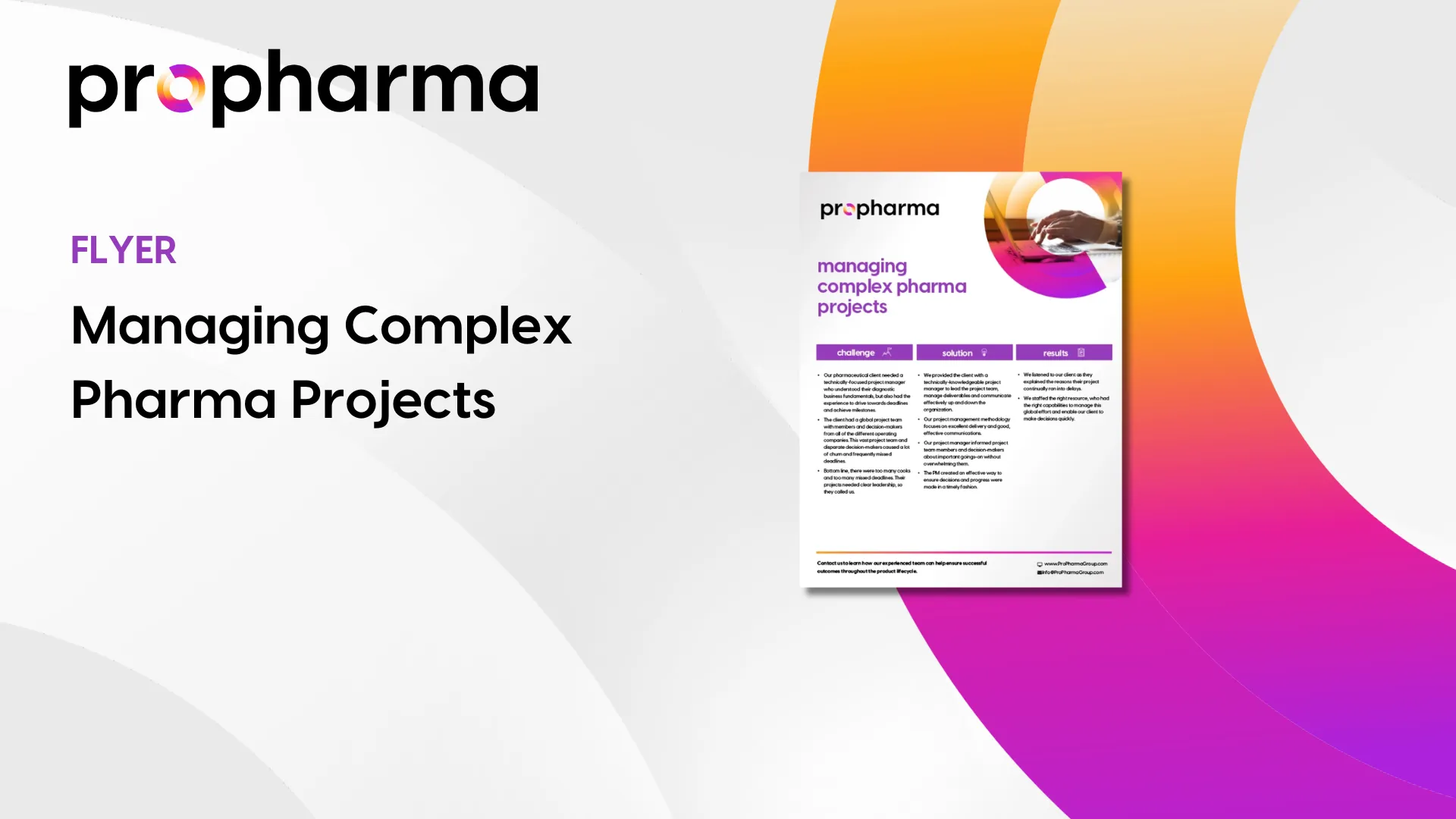 Managing Complex Pharmaceutical Projects - ProPharma