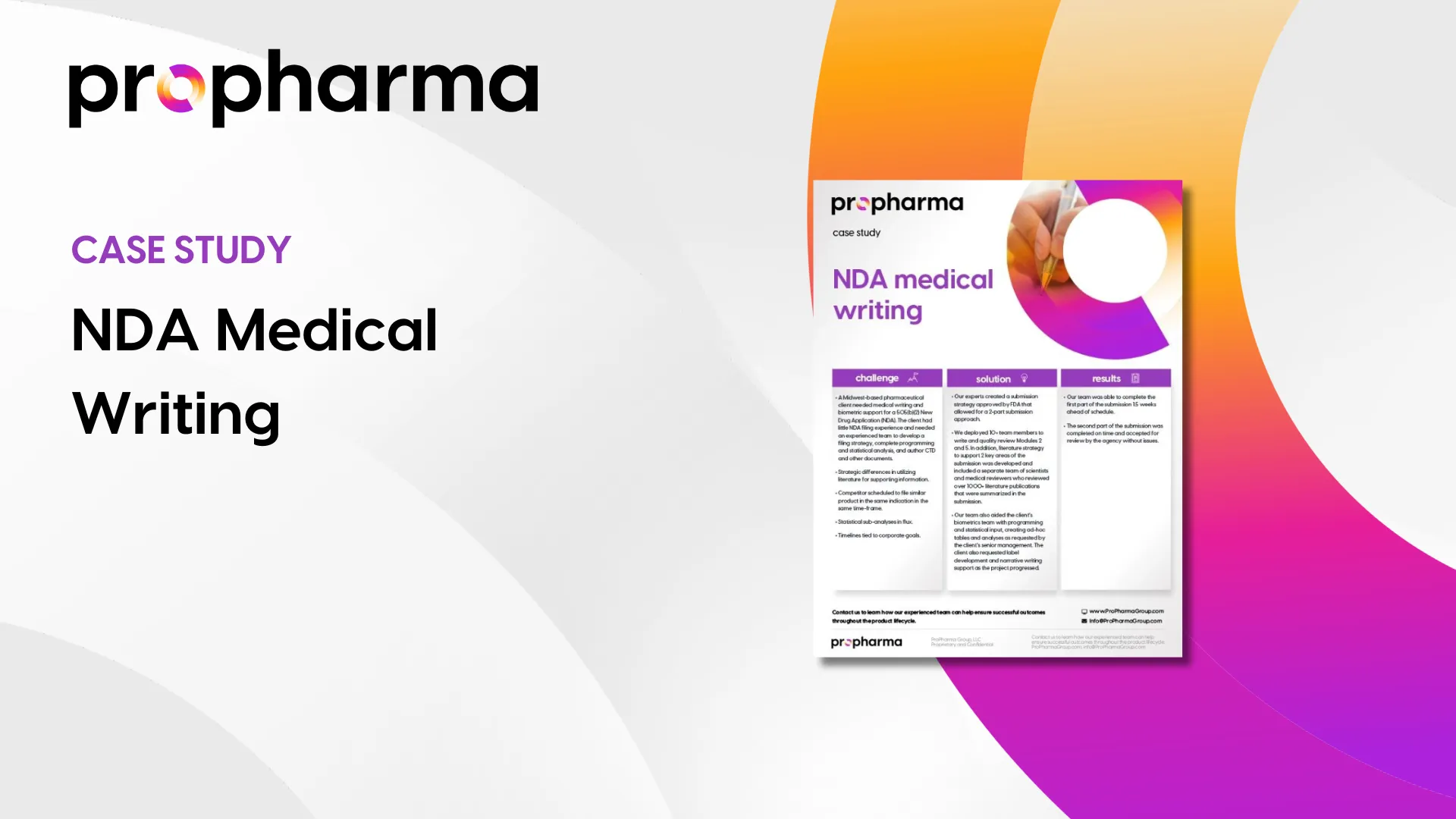 How a Two-Part NDA Regulatory Strategy Resulted in Submission Success - ProPharma