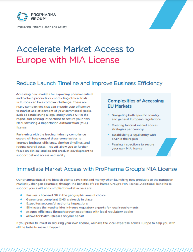 EU Market Access: Accelerate Market Access to Europe with MIA License
