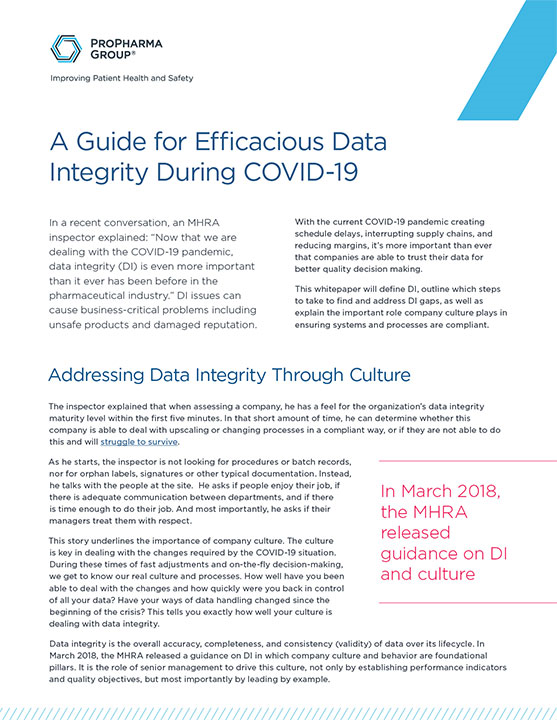 A Guide for Efficacious Data Integrity During COVID-19 Whitepaper