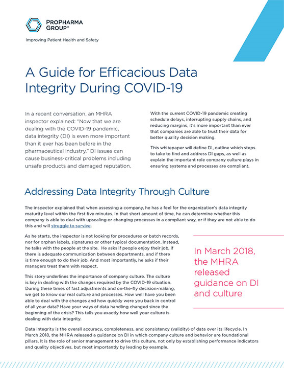 A Guide for Efficacious Data Integrity During COVID-19 Image