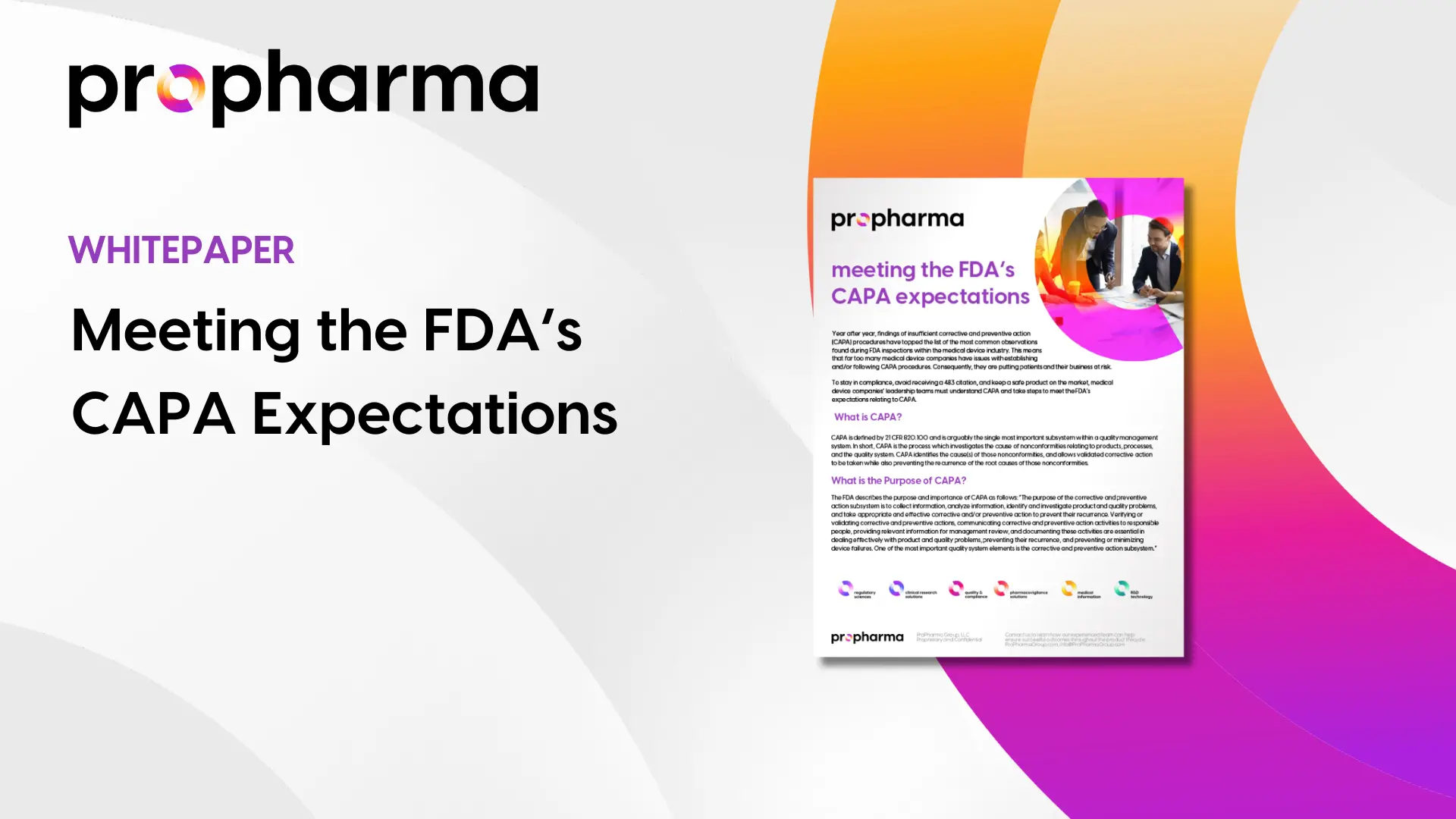 Meeting the FDA's CAPA Expectations - ProPharma