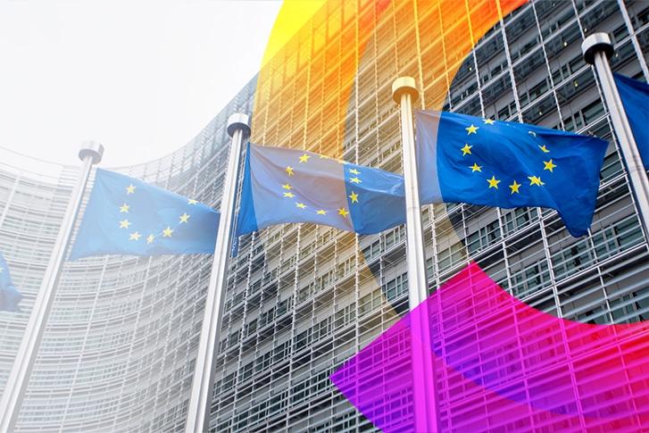 EU Flags outside building