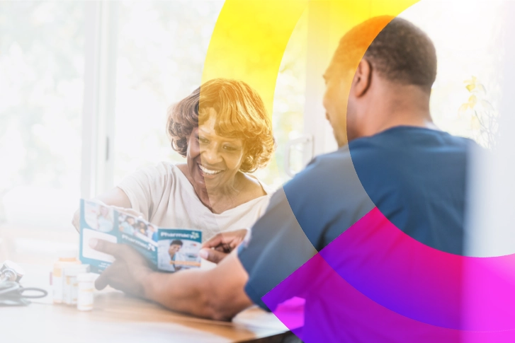 Couple reading medication guide together.