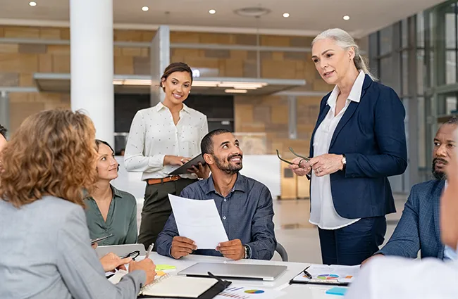 Business worker working around a conference table