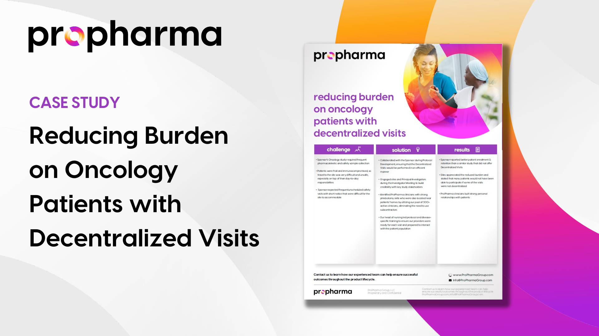 Reduced Burden for Oncology Patients With Decentralized Visits Image